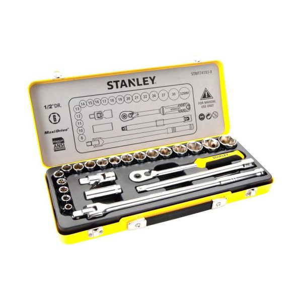 Stanley 1/2" 6Pts Socket Set in metal tin - 24 Pcs