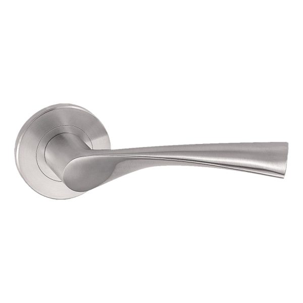 Stainless Steel Solid Lever Handles On Rose