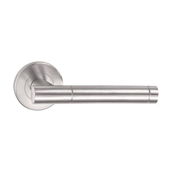 Stainless Steel Solid Lever Handles On Rose