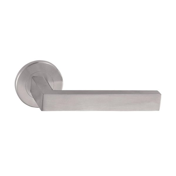 Stainless Steel Solid Lever Handles On Rose