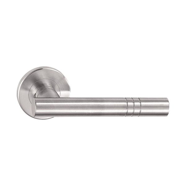 Stainless Steel Solid Lever Handles On Rose