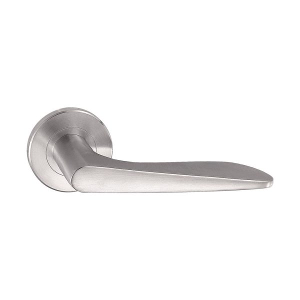 Stainless Steel Solid Lever Handles On Rose