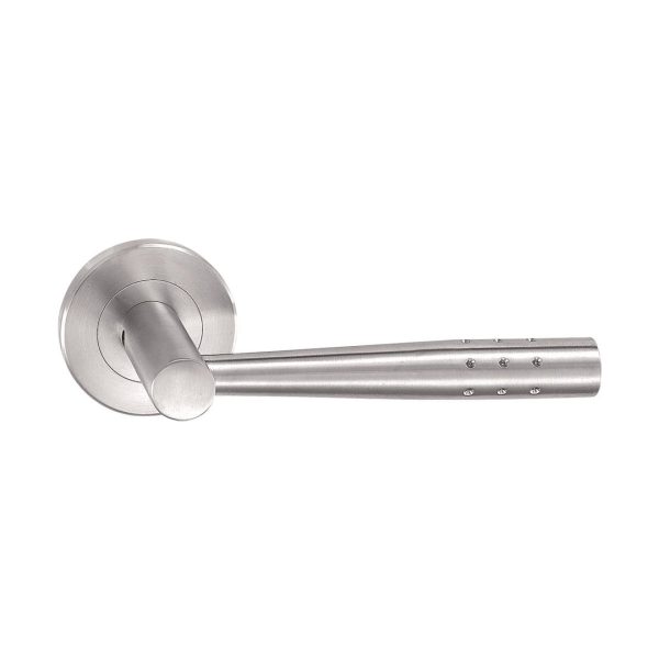 Stainless Steel Solid Lever Handles On Rose