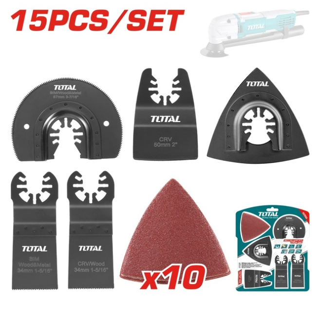 TOTAL MULTI TOOL BLADE SET 15PCS FOR TS3006 (TAKTMT1502)