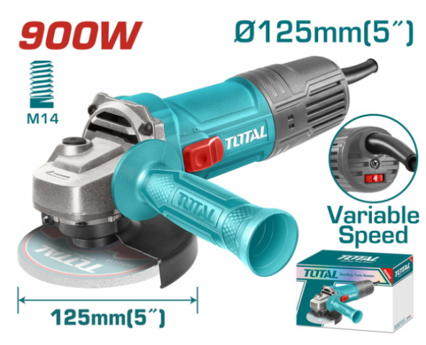 TOTAL ANGLE GRINDER 900W - 125mm WITH ADJUSTABLE SPEED (TG109125565)