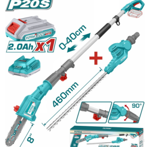 TOTAL Lithium-ion pole saw with pole hedge trimmer 20V (TPTS201681)
