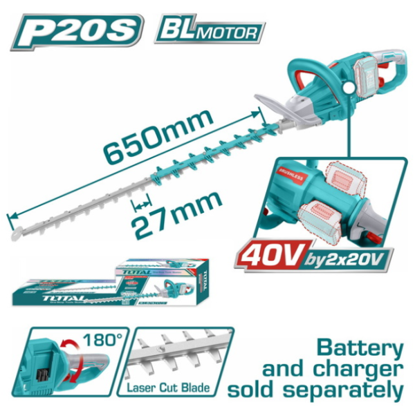 TOTAL Lithium-Ion hedge trimmer 40V (THTLI40028)
